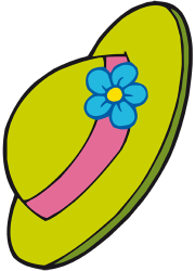 Sombrero verde con una flor Juego