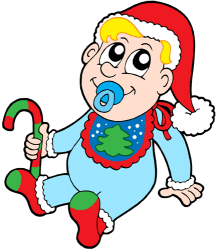 Bebé en Navidad con un sombrero de Santa Claus Juego