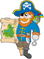 Capitán pirata con el mapa del tesoro Juego