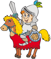 Guerrero con armadura y espada a caballo Juego