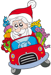 Santa conduce un coche con los regalos de Navidad Juego