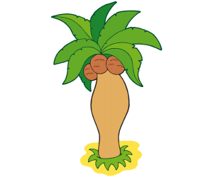 Cocotero, palmera con cocos Juego