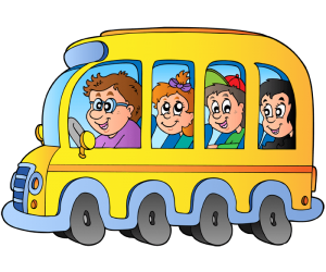 El conductor con los niños en el autobús escolar Juego