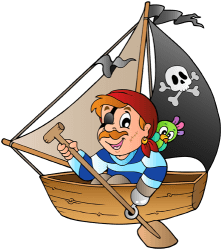 Pirata en un bote de remos Juego