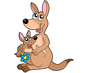 Un canguro hembra con su bebé en bolsa Juego