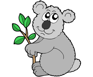 Un koala con una ramita de eucalipto Juego