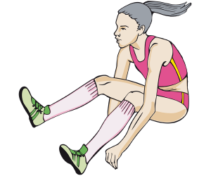 Una atleta de heptatlón en el salto de longitud Juego