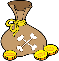 Bolsa llena de monedas de oro Juego