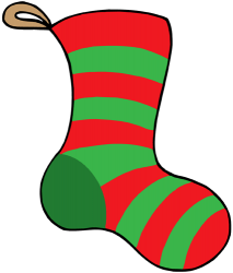 Calcetín de Navidad con franjas rojas y verdes Juego