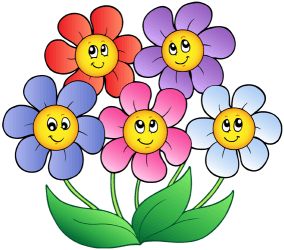 Cinco flores sonrientes y de colores Juego