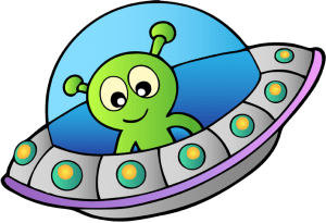 Extraterrestre verde en un platillo volante Juego
