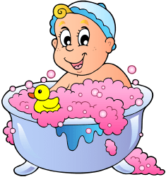 Hora del baño del bebé con un pato de goma Juego
