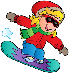Muchacha practicando el snowboard Juego