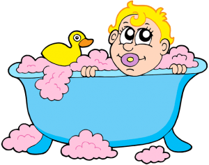 Niño pequeño en la bañera Juego