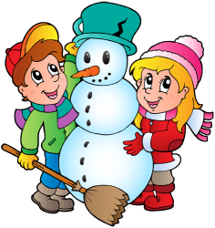 Niños jugando con la nieve, el muñeco de nieve Juego