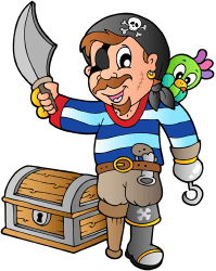 Pirata armado con el cofre del tesoro Juego