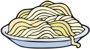 Plato de pasta italiana. Espaguetis Juego