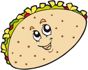 Taco, comida mexicana con tortilla y relleno Juego