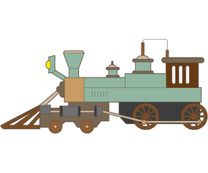 Antigua máquina de tren con un motor de vapor Juego