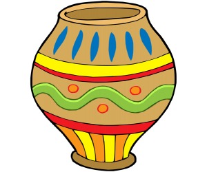 Artesanía africana, una vasija de cerámica Juego