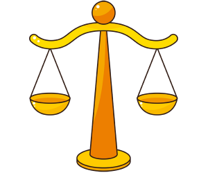El símbolo de la justicia, una balanza clásica Juego