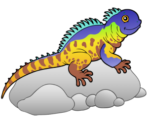 Iguana, lagarto herbívoro de zonas tropicales Juego