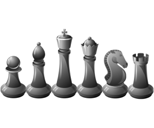 Piezas negras de ajedrez, seis tipos Juego