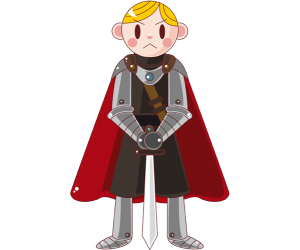 Soldado medieval con capa y espada Juego