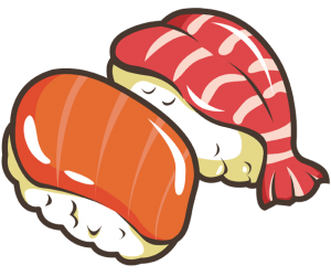 Sushi, arroz con pez crudo Juego