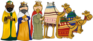 Tres Reyes Magos con sus camellos Juego