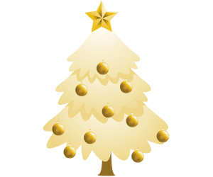 Un abeto con decoraciones, un árbol de Navidad Juego