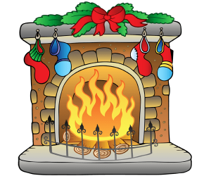 Un chimenea decorada para la Navidad Juego