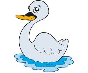 Un cisne, ave acuática de gran tamaño Juego