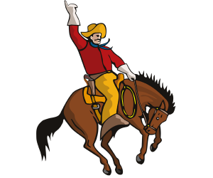 Un cowboy en un rodeo con un caballo salvaje Juego