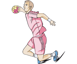 Un jugador de balonmano en un salto con el balón Juego