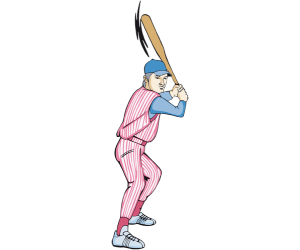 Un jugador de béisbol preparado con el bate Juego
