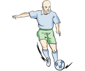 Un jugador de fútbol con el balón, un futbolista Juego