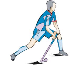 Un jugador de hockey hierba con el stick Juego