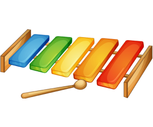 Un juguete musical de madera, un xilófono Juego