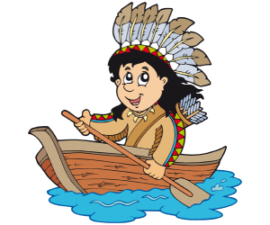 Un niño indio en una canoa en el río Juego