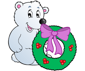 Un oso polar y una corona de Navidad Juego