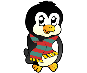 Un pequeño pingüino con una bufanda Juego