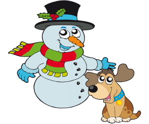 Un perro con un muñeco de nieve, dos amigos Juego