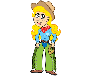 Una cowgirl, mujer cowboy con sombrero y cuerda Juego