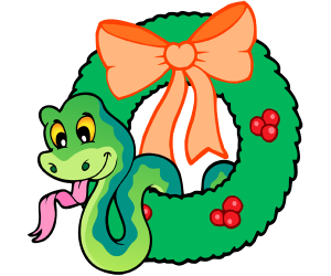 Una serpiente con una corona de Navidad Juego