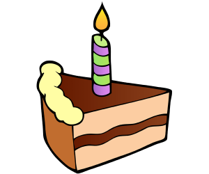 Una vela en un trozo de pastel de cumpleaños Juego