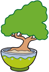 Árbol en miniatura.Arte japonés del bonsai Juego